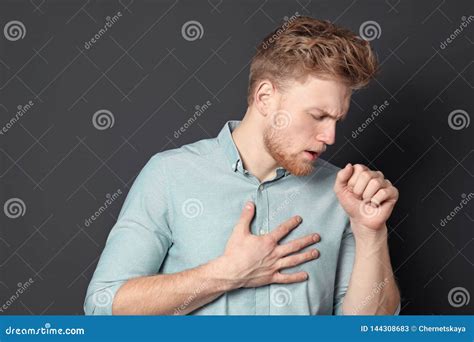 Handsome Young Man Coughing Stock Image Image Of Pain Black 144308683