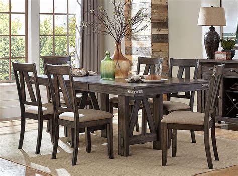 Rustic Industrial Brown Dining Room Set 7 Pieces