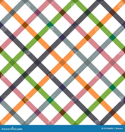 Grid Seamless Geometric Pattern Colorful Striped Background Stock