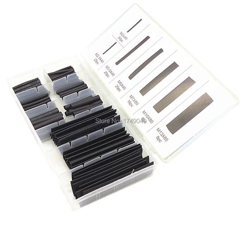 One Box 127pc Heat Shrink Wire Wrap Assortment Tubing Black Electrical