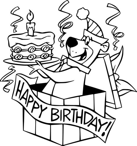 Happy Birthday Yogi Bear Coloring Page Download Print Or Color