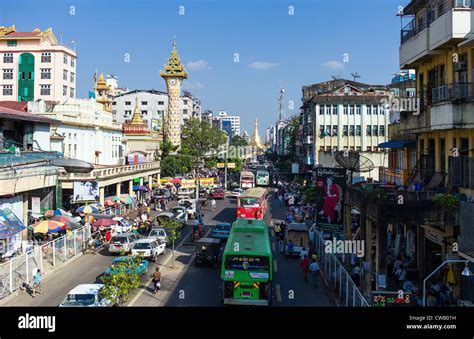 Myanmar Yangon Traffic In The City Center Stock Photo Alamy