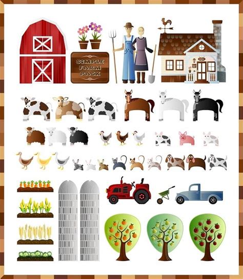 Farmers Barn And Farm Animals Paper Collage Template Free Printable