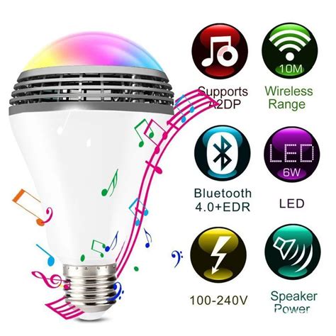 E27 Lamp Smart Led Light Bulb Bluetooth Control Rgb Colour Music