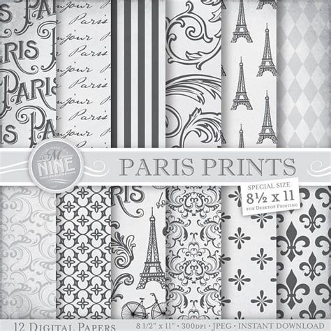 Paris Digital Paper SHABBY PARIS Patterns Printable Paris Etsy Digital Paper Paris