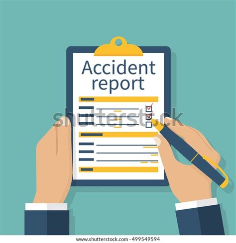 Accident Report Form Man Write Application Pen And Clipboard In Hand