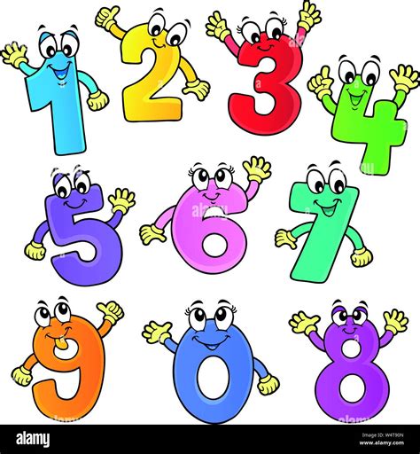 Cartoon Numbers Theme Set 2 Eps10 Vector Illustration Stock Vector