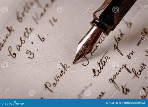 Fountain Pen On An Ancient Handwritten Letter Old Story Retro Style