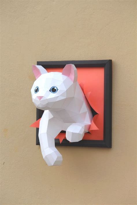 Cat Papercraft Diy Papercraft Cat Model Templateorigami Catcat Low