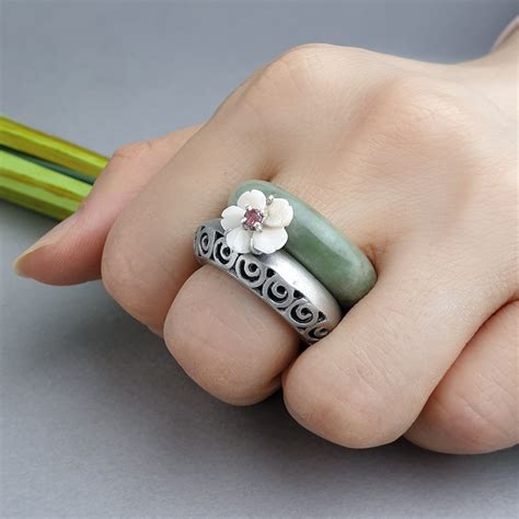 Antique Silver Ring Rings Jade Ring Korean Propose Ring Etsy