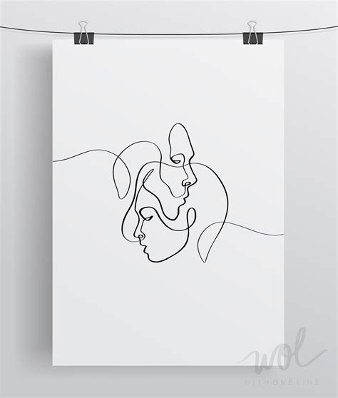 Printable Abstract One Line Couple Minimal One Line Drawing Etsy