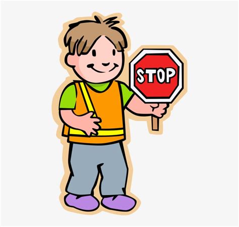 Boy Crossing Guard With Stop Sign Royalty Free Vector Crossing Guard