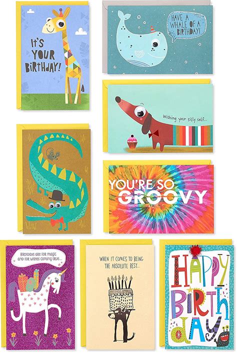 American Greetings Premium Kids Birthday Cards Assortment 8 Count