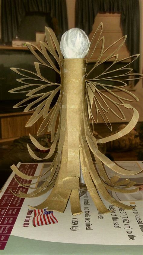 Tree Topper Angel Made With Paper Towel Rolls And Toilet Paper Rolls