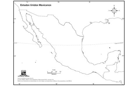 Mapa de México con nombres y división política México Desconocido