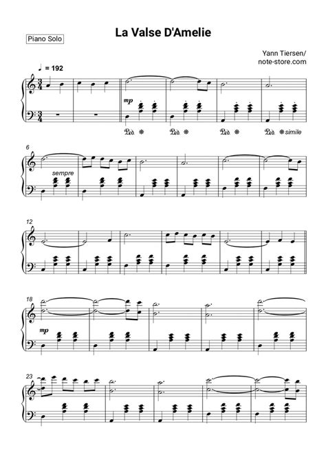 Yann Tiersen La Valse Damelie Sheet Music For Piano Download Piano