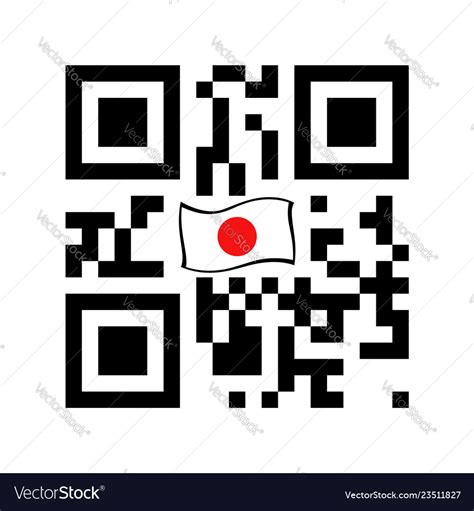 Smartphone Readable Qr Code With Japan Flag Icon Vector Image