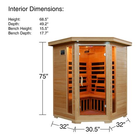 3 Person Hemlock Corner Infrared Sauna W 7 Carbon Heaters