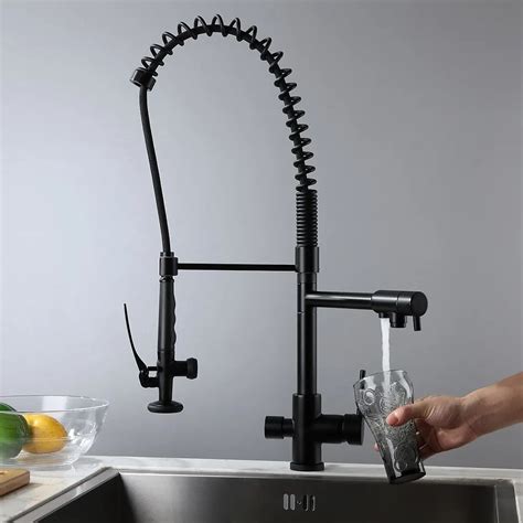 Modern Black Kitchen Mixer Tap With Sprayer Brass Pull Out Faucets