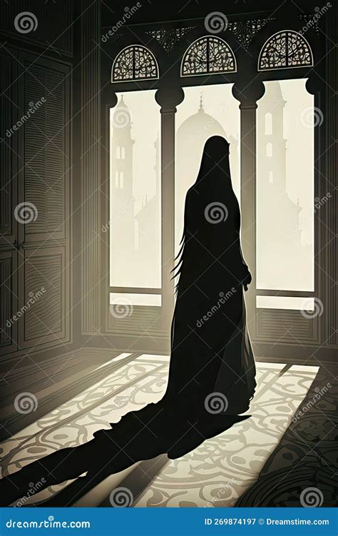 Ai Generated Illustration Of Muslim Arabic Emirates Or Egyptian Woman With Covered Face With