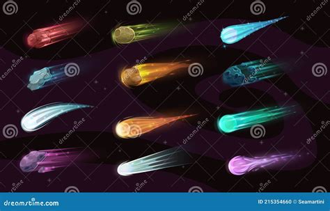 Fantasy Comet Meteor Or Asteroid In Space Stock Vector Illustration