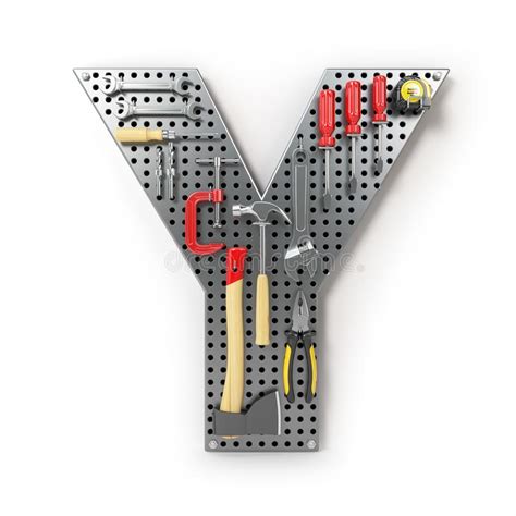 Letter Y Alphabet From The Tools On The Metal Pegboard Isolated Stock