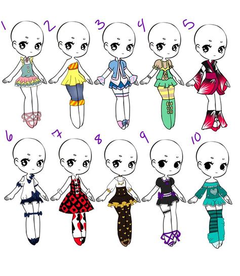 Outfit Adopts 06 Closed Drawing Anime Clothes Chibi Girl Drawings