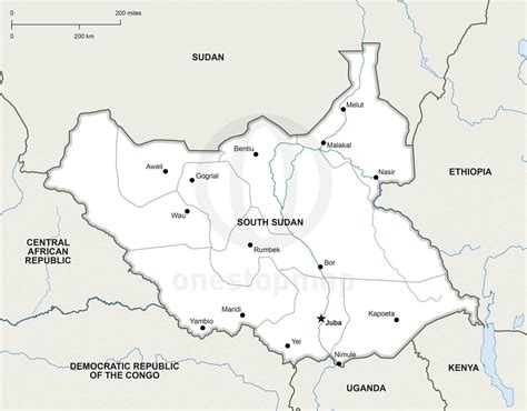 Vector Map Of South Sudan Political One Stop Map