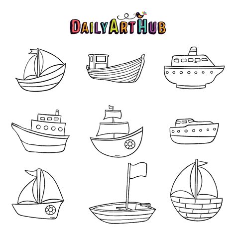 hand drawn boat clip art set daily art hub graphics alphabets and svg clip art art set