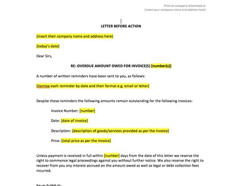 Letter Before Action Template – UK Template Agreements and ...