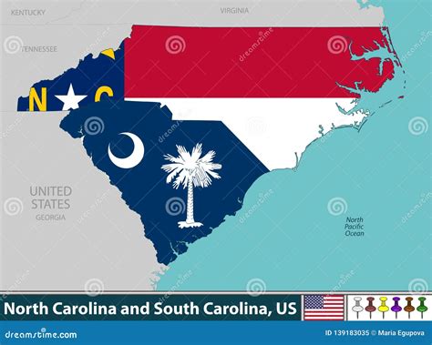 North And South Korea Map And Flags Separate Region Korean Names