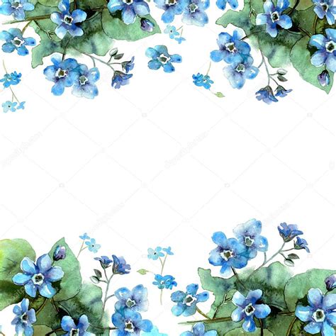 Affordable and search from millions of royalty free images, photos and vectors. Cute watercolor flower border. Background with blue ...