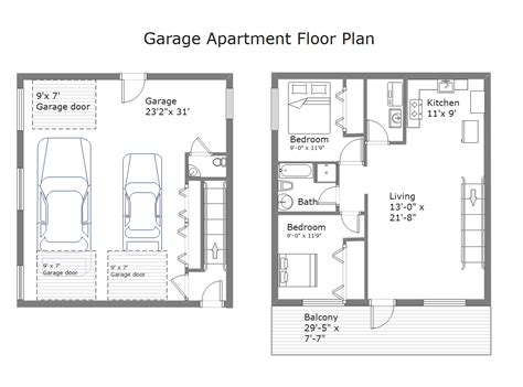 2 Bedroom Apartment Floor Plans Garage
