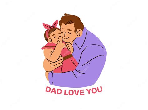 Hija Con Papá Padre Amor Hija Día Del Padre Ilustración Vectorial