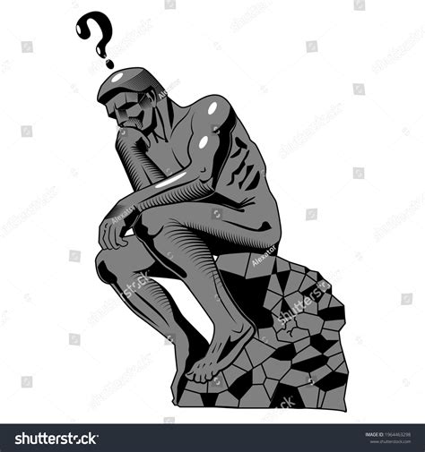 Stylized Thinker Statue Vector Illustration Isolated Vetor Stock