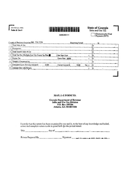 Form St 3 Ez Sales And Use Tax State Of Georgia Printable Pdf Download