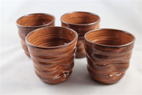 Stemless Wine Glasses Set Of 4 Handleless Ceramic Cups Etsy Ceramic Cups Stemless Wine