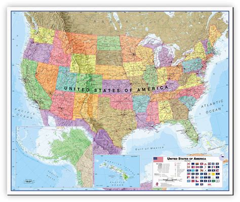 Large Usa Wall Map Political Canvas