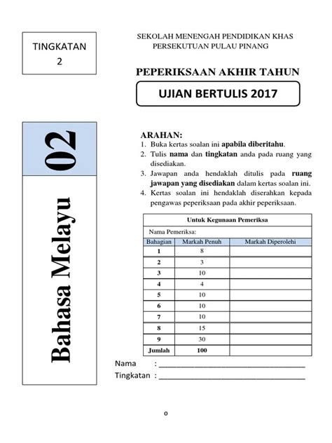 Contoh Soalan Bahasa Melayu Tingkatan 1 Kertas 2  Top Pdf Soalan