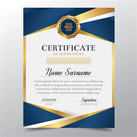 Certificate Template With Luxury Golden And Blue Elegant
