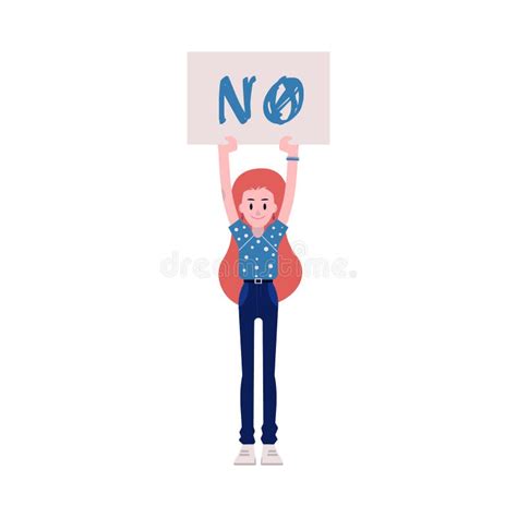 Protester Woman Or Student Holding A Blank Poster Flat Vector Isolated