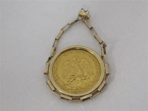1945 Mexico Gold Dos Pesos Pendant In 14k Yellow Gold Chain Bezel Ebay