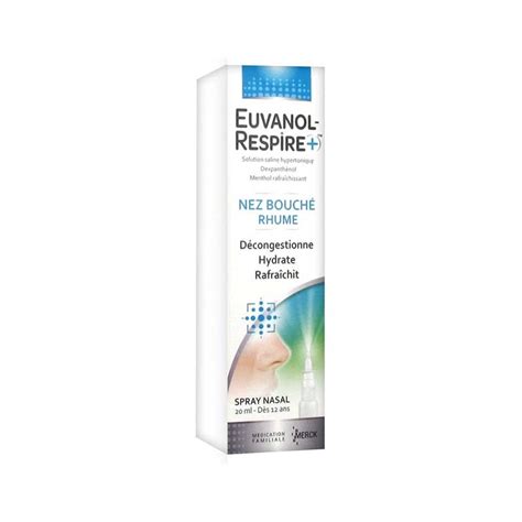 Il débouche rapidement le nez grâce à la solution saline hypertonique concentrée à 3%, contribue à l'hydratation de la muqueuse. Euvanol Respire Spray Congestión Nasal 20ml