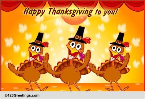 Dancing Turkeys Free Happy Thanksgiving Ecards Greeting Cards 123