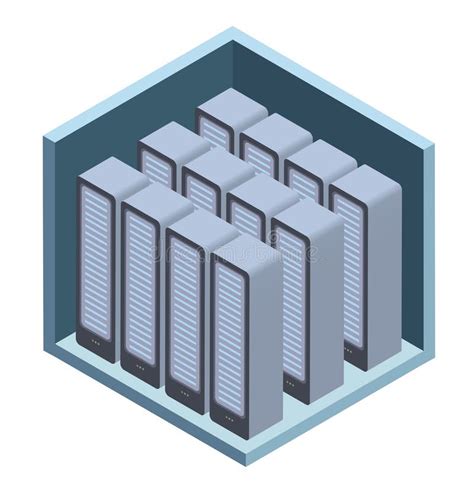 Data Center Icon Server Room Vector Illustration In Isometric