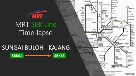 Mrt sbk line connects sungai buloh (northwest of kl) and kajang (southeast of kl) through its 51 km route comprises of 41.5 km elevated guideway with 24 stations and 9.5 km tunnel segment with 7 under ground stations. MRTCorp MRT Sungai Buloh-Kajang Line Timelapse - YouTube