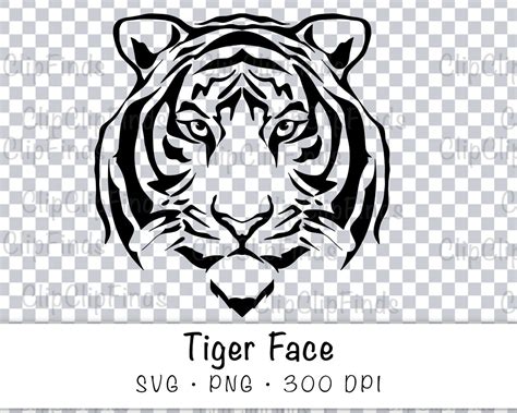 Tiger Svg Printable Silhouette Tiger Face Svg Cut File Tiger Etsy