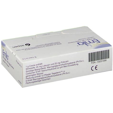 Emla® Lidocain 25 Mgg Prilocain 25 Mgg 12 Pflaster Tegaderm
