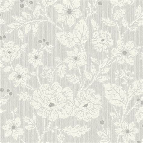 Crown Alexandra Floral Wallpaper Silver Grey Wallpaper