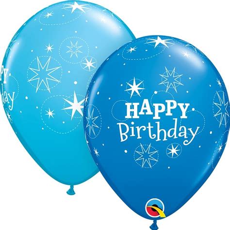 Latex Blue Birthday Balloons Star Print Party Save Smile